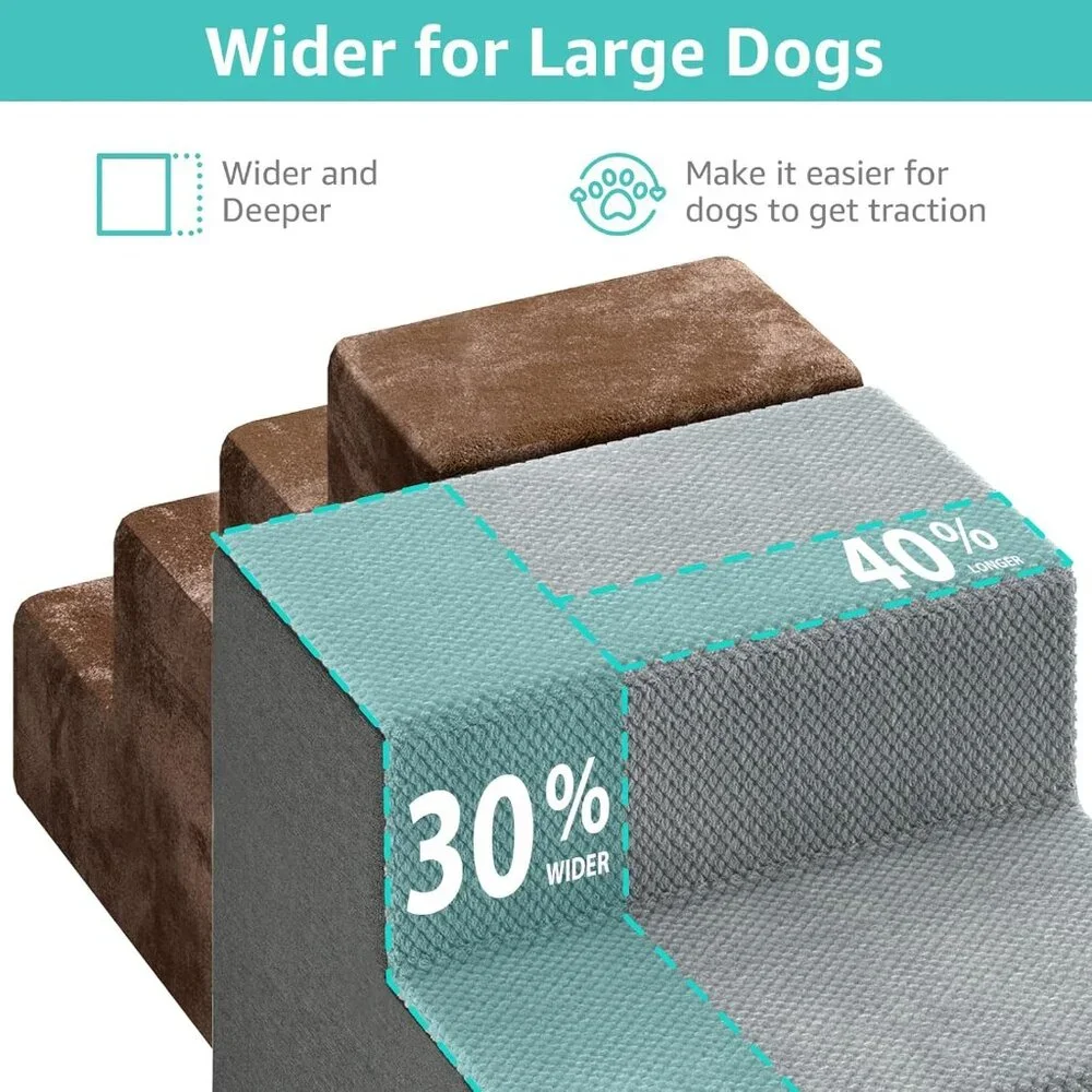 Large Dog Stairs for High Beds - 24 Inches Tall Extra Wide Pet Steps